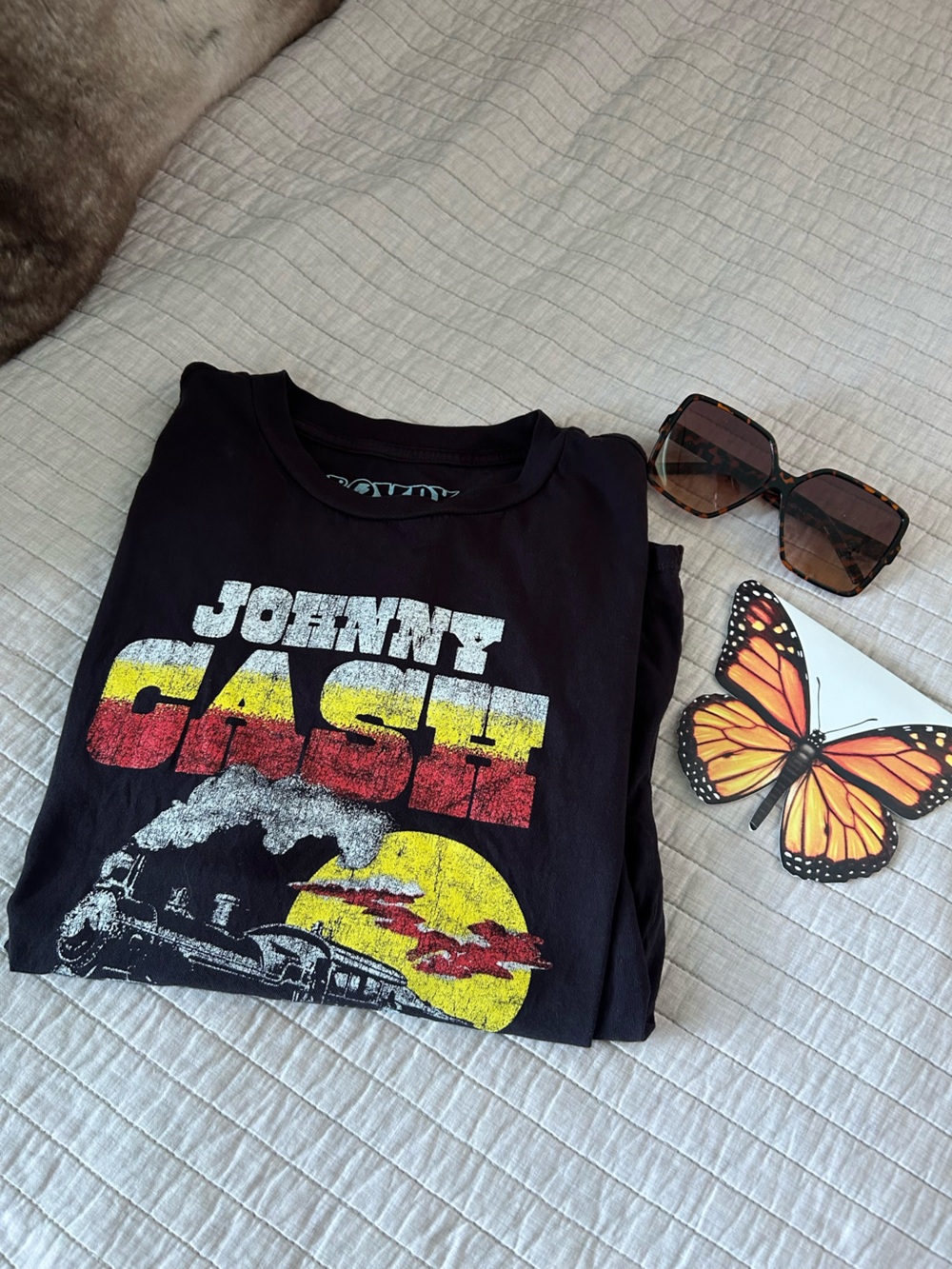 Rowdy sprout black long sleeve graphic Johnny cash band tee S oversized